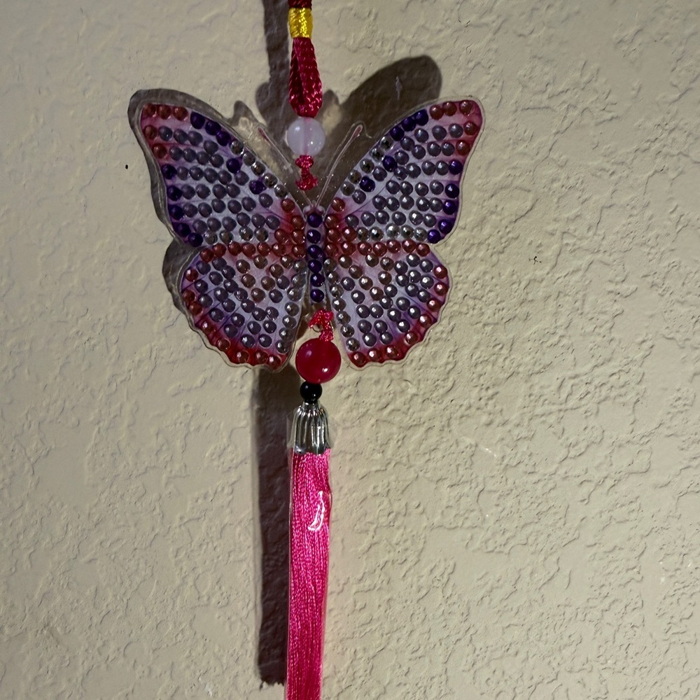 Multi Beaded Butterfly Hanging Ornament/Car Tassel/Wind Chime - Picture 7 of 12